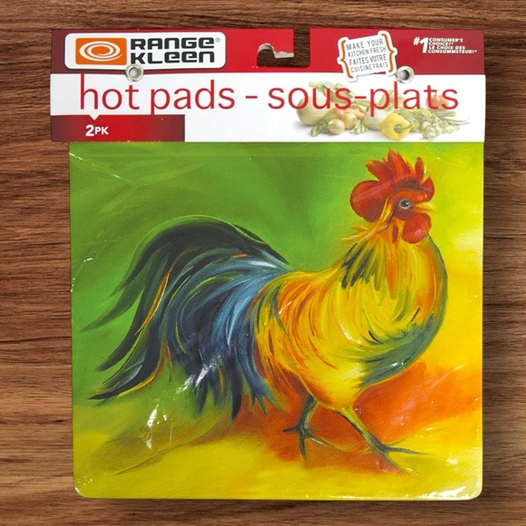 Rooster Hot Pad Trivets Range Kleen Vibrant Colorful Rooster Doodledoo Set 0f 2 - Picture 13 of 13